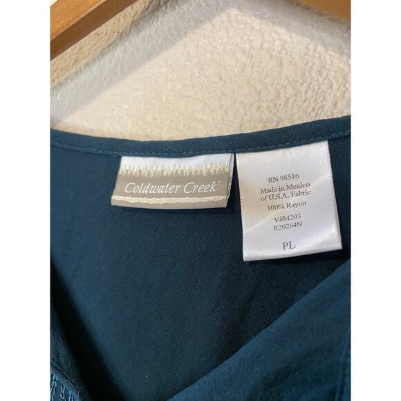 Coldwater Creek Rayon Deep Blue Layered Cropped   Long Sleeve Tunic Petite Large - Picture 4 of 10